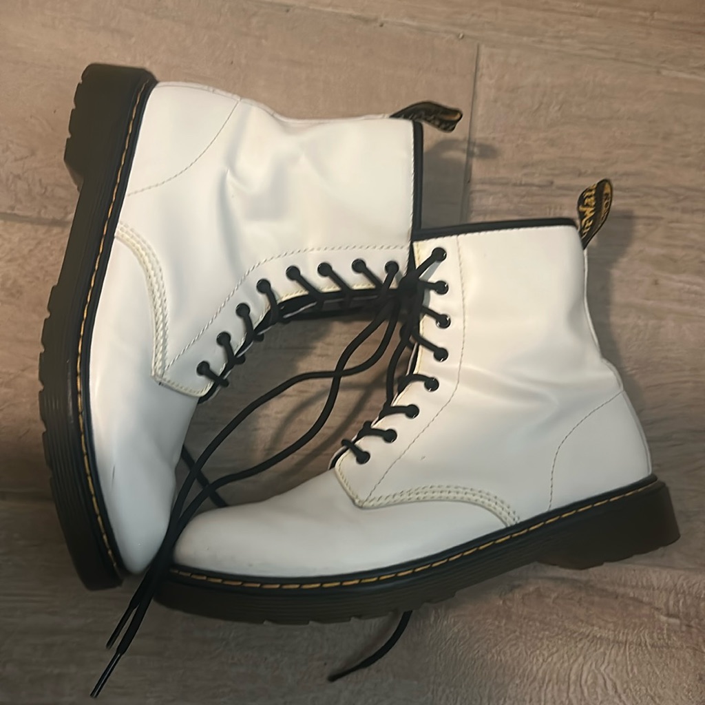 Dr. Martens Women's White Patent Leather Boots